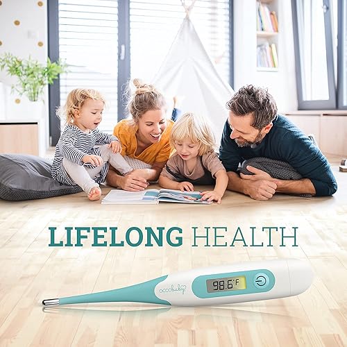 Miniatura 2 de OCCObaby Termómetro clínico digital para bebé, LCD, punta flexible, 10 segundos de lectura rápida y precisa para fiebre, rectal, oral y axilas,