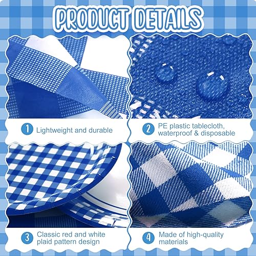 Miniatura 3 de 205 piezas de suministros de fiesta para 25 invitados, mantel a cuadros, banderín, banderín, plato, servilleta, cubiertos y pajita para fiesta de