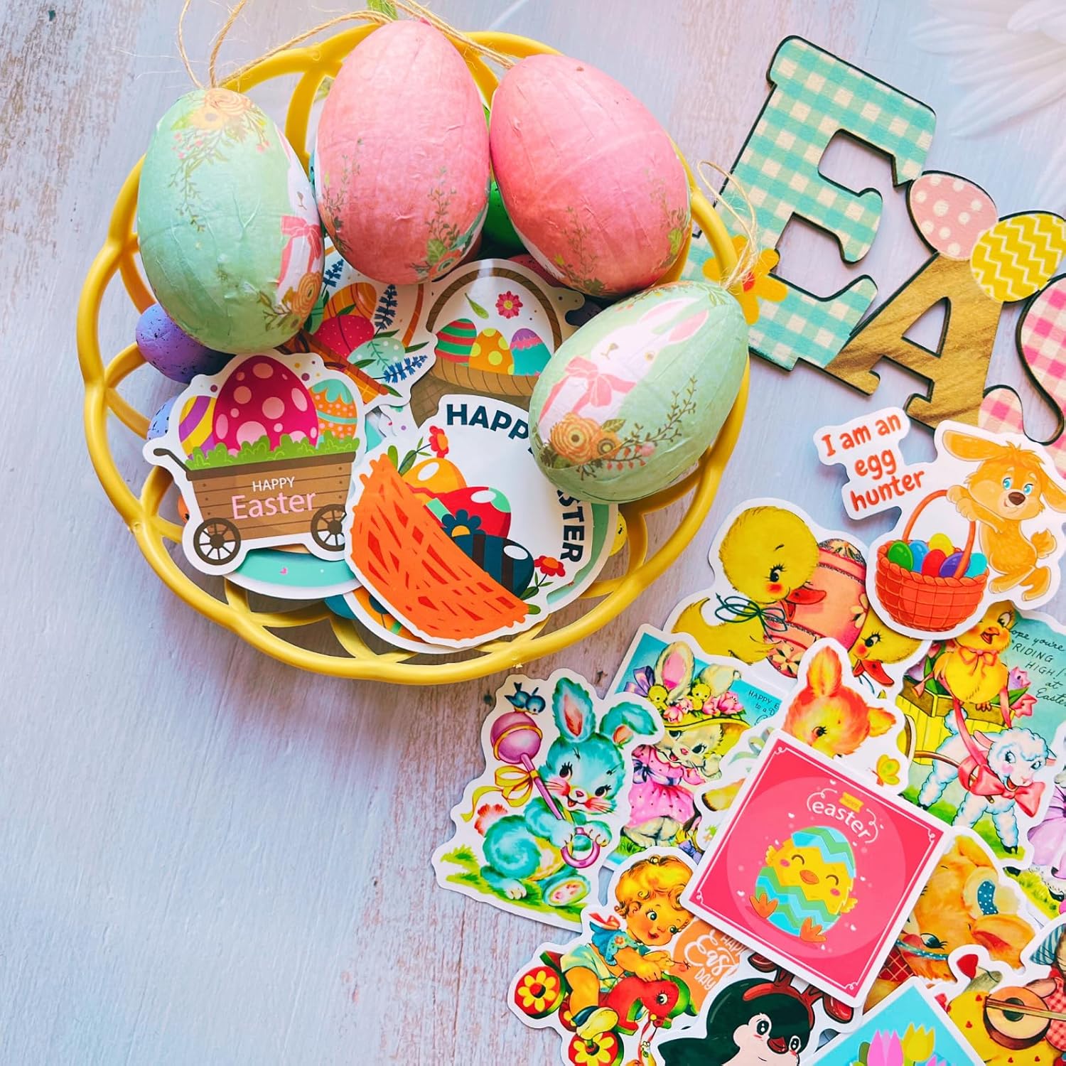 Easter Stickers, 100 Pcs Vinyl Easter Stickers, Cute Holiday Stickers for Decorations Gift Tags Greeting Cards Scrapbook Water Bottle Laptops