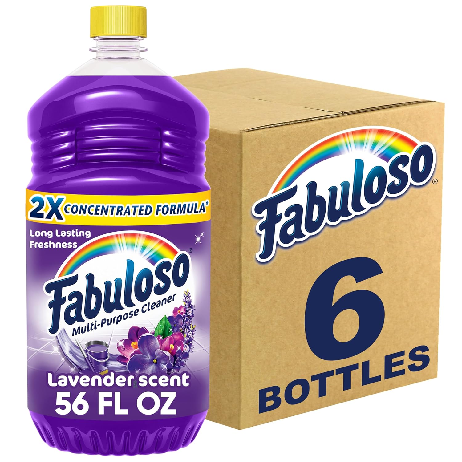 Fabuloso Multi-Purpose Cleaner & Floor Cleaner, 2X Concentrated, Lavender Scent, 56 fluid ounces (6 Pack) Fabuloso Multi-Purpose Cleaner & Floor Cleaner, 2X Concentrated, Lavender Scent, 56 fluid ounces (6 Pack)