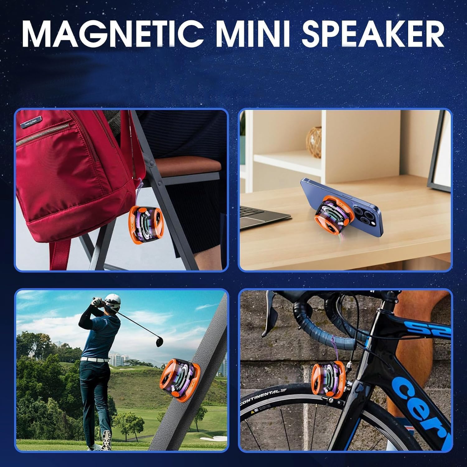 G200 Magnetic Bluetooth Speaker, Portable Mini Wireless Phone Speaker with Kickstand Function, IPX4 Waterproof, Full‑Range Stereo Sound, Ideal Graduation Gift for Teens, Travel, Cycling (orange)