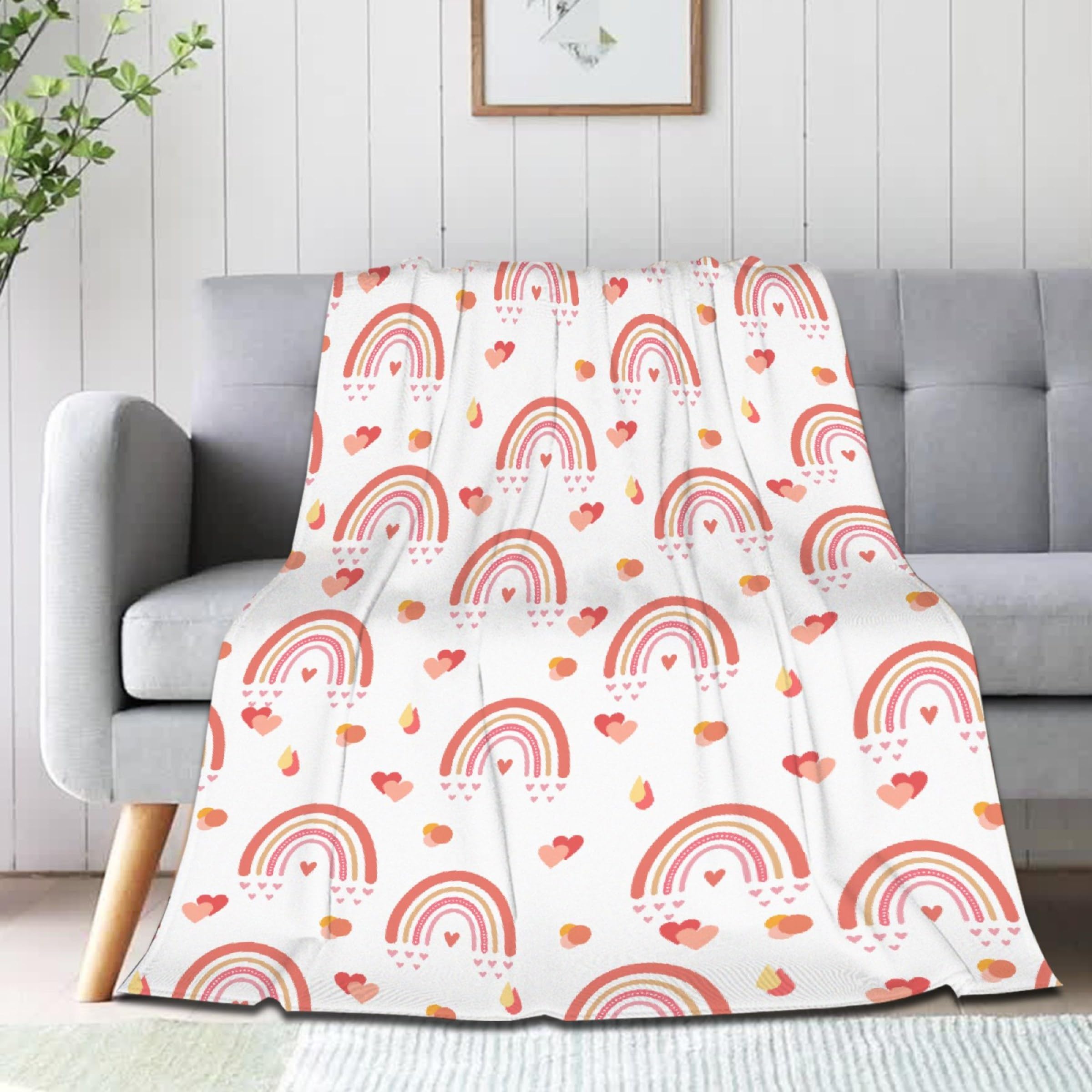 Pindola Cute Rainbow Throw Blanket Warm Lightweight Soft Cozy Warm Home Decoration for Sofa, Sofa, Bed,Valentine's Day Easter Gifts 50