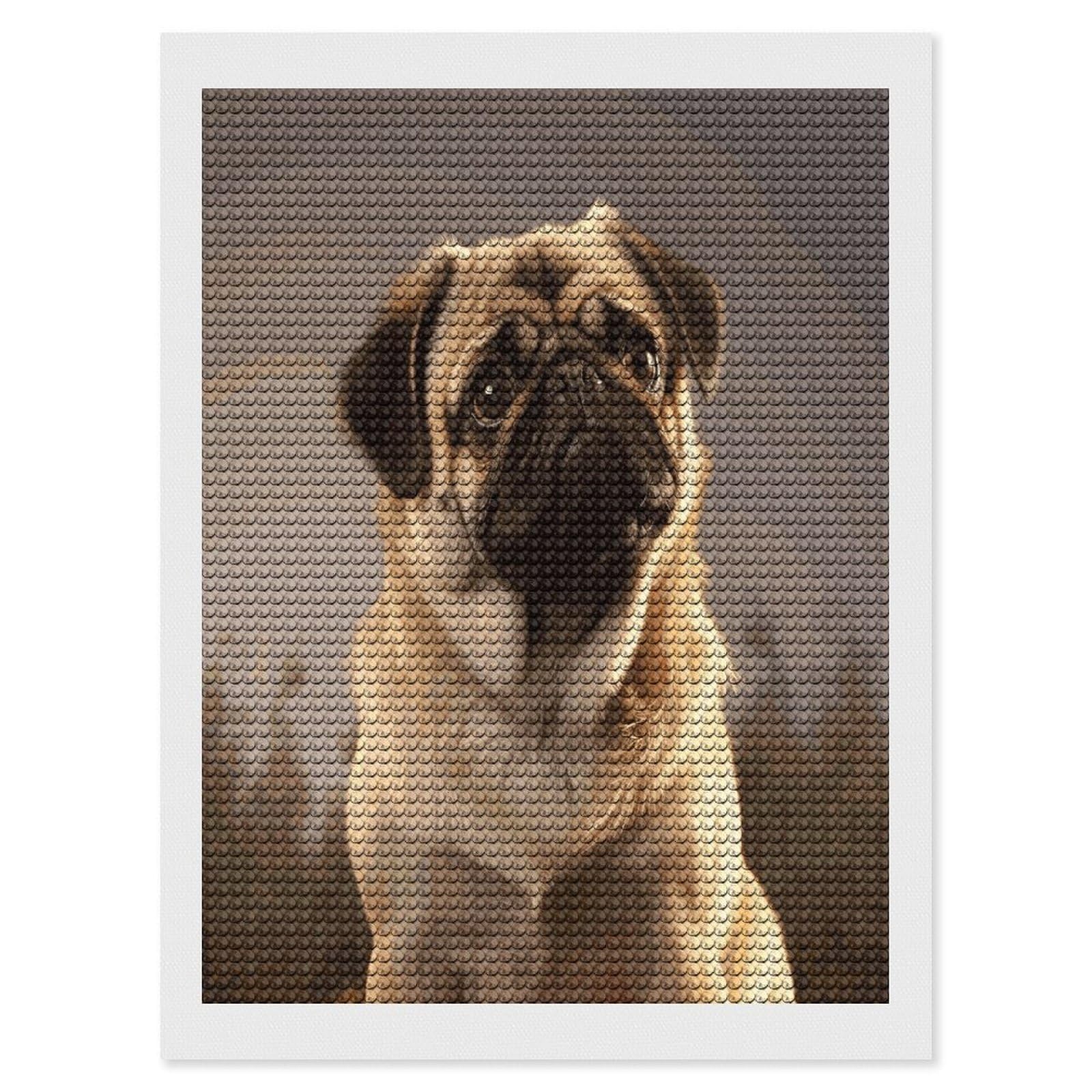 JTREHY Cute Pug Dog Diamond Art Kits Personalized DIY Round Diamond Painting Kits for Beginner Full Drill Diamonds Dots Paintings for Adults Gem Art Crafts Home Decor