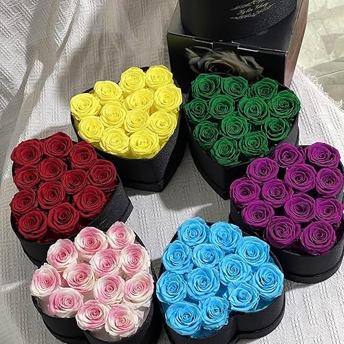 Miniatura 7 de Kylin Glory Flores preservadas para entrega Prime  Ramo de rosas Forever de 12 piezas, diseño en forma de corazón, regalos para mamá, esposa o