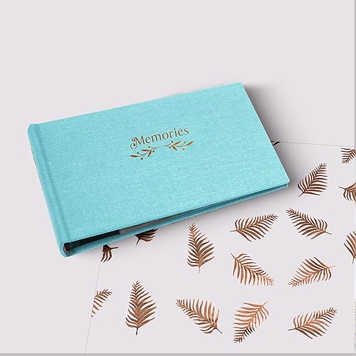 Miniatura 9 de Holoary Álbum de fotos pequeño de 4 x 6 pulgadas, tapa dura de lino, capacidad para 50 fotos, encuadernado con páginas negras, mini álbumes de fotos