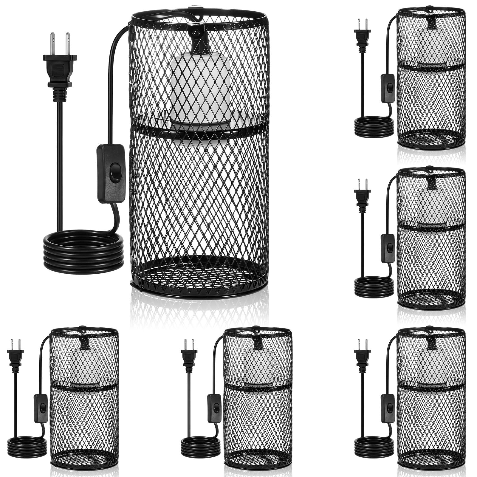 VIHOSE 6 paralumi termici per rettili con emettitore di calore in ceramica da 150 W, anti scottatura, gabbia a rete, paralumi protettivi per rettili, per lucertola, serpente, pulcino, lampadina non