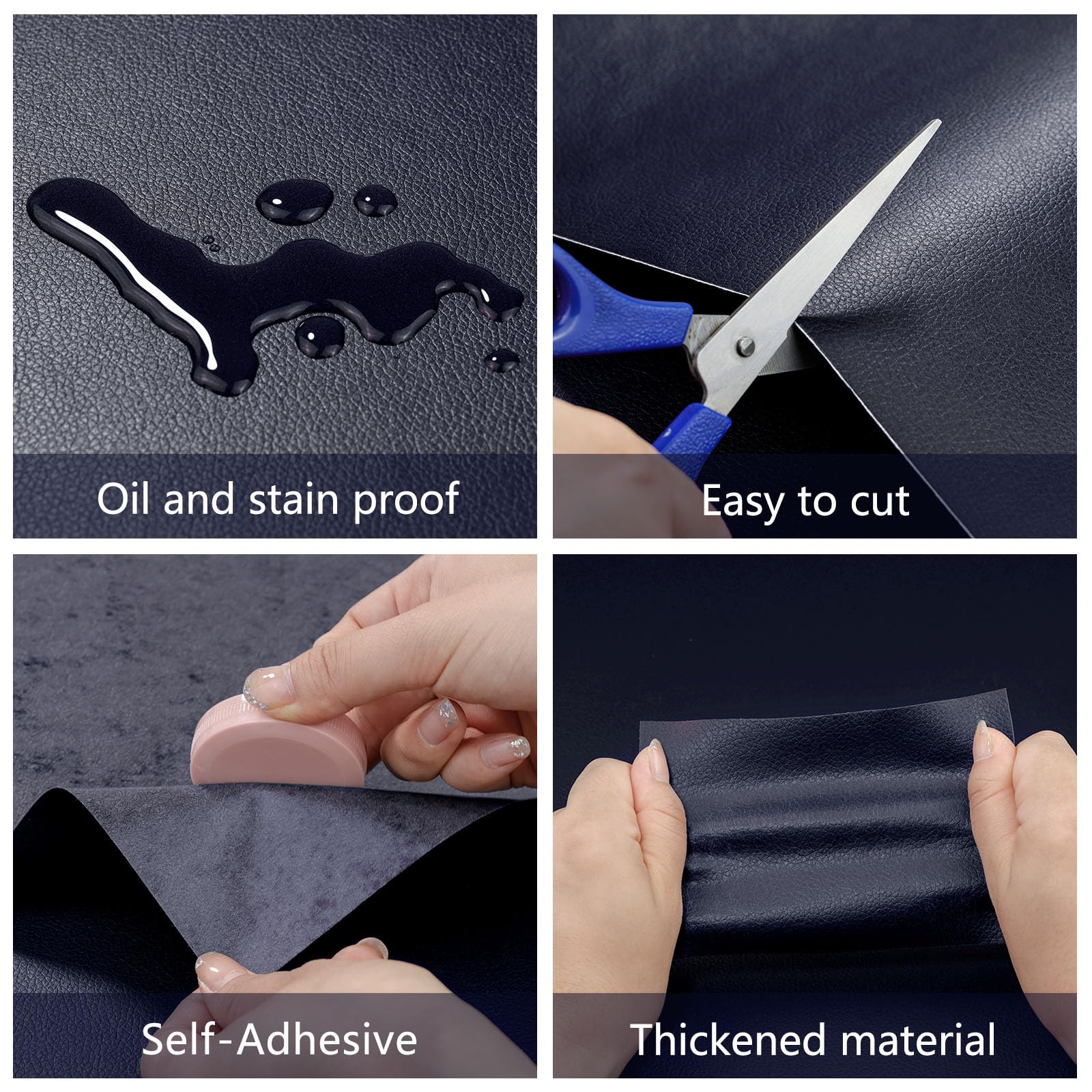Large Self-Adhesive Leather Repair Tape - 15.7x240 Inch Navy Blue Vinyl Patch For Furniture & Car Seats - View #2