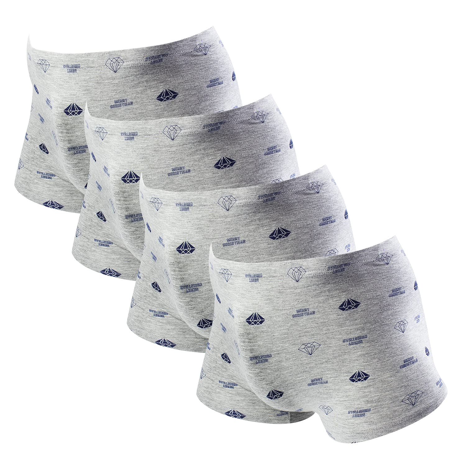 Men’s Print Boxer Brief Underwear, Silky Soft Printed Briefs for Men，Mens Stretch Boxer Brief Underwear /Youth Underwear. Gray