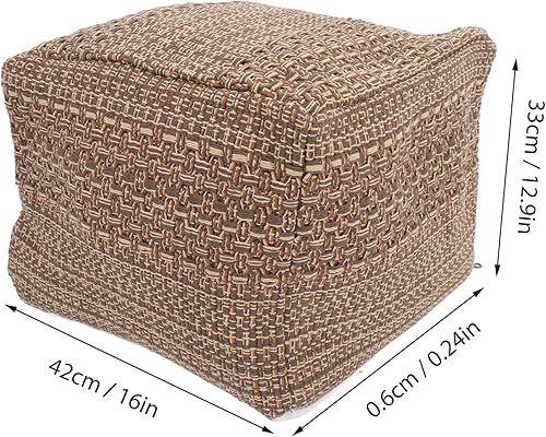 Miniatura 3 de VOSAREA Funda para puf otomana cuadrada, color caqui, algodón, lino