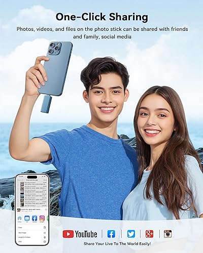 Miniatura 6 de Unidad flash de 256 GB con certificación MFi para iPhone, memoria USB 3 en 1 tipo C para fotos y videos, memoria externa de alta velocidad para