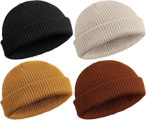 SATINIOR Gorro de pescador unisex con borde enrollable, 4 piezas