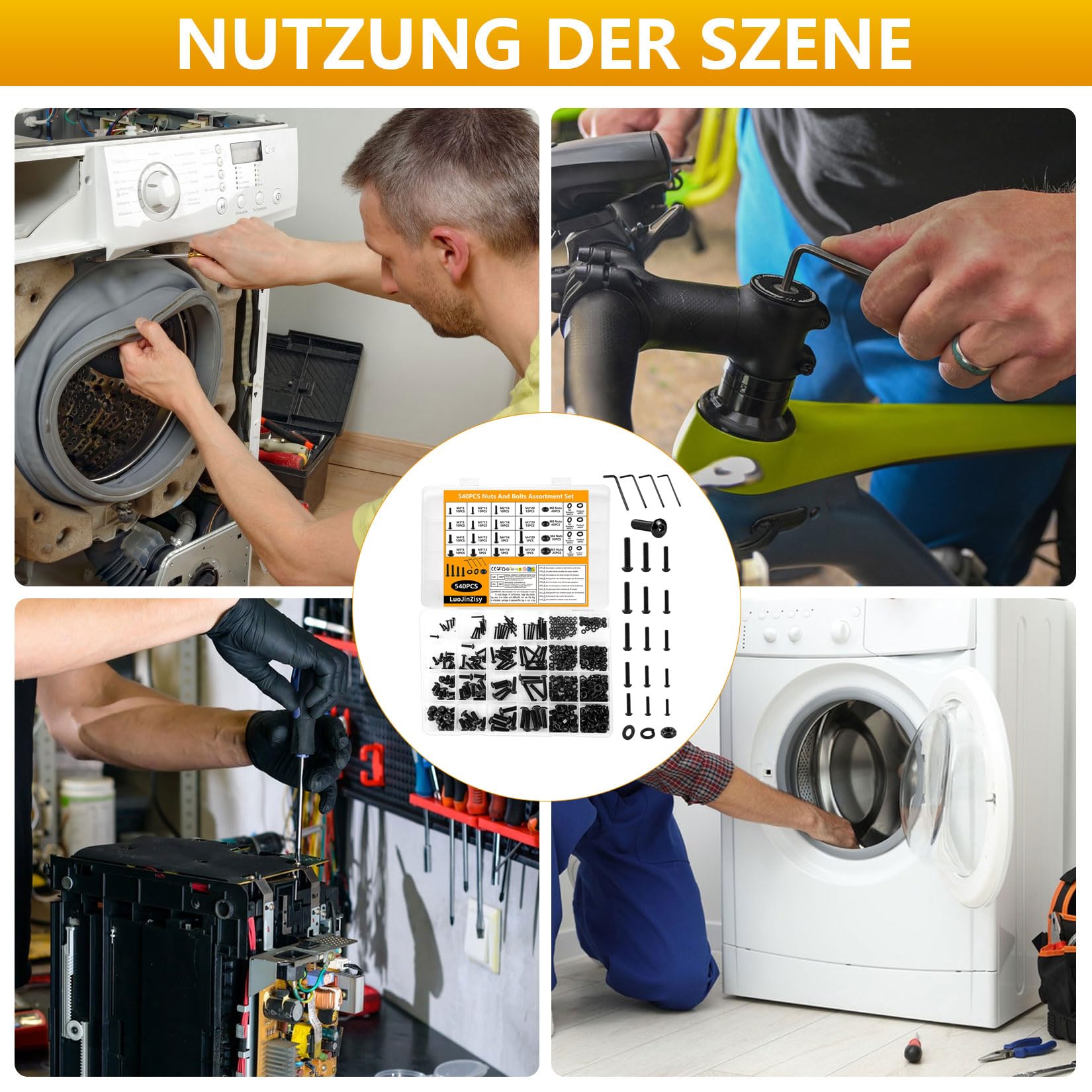 540 Pz Viti M2 M3 M4 M5, Set di Bulloni e Dadi, Kit di Bulloni Testa Bombata, Viti a Testa Tonda con Esagono Incassato con, Kit di Vite a Brugola Nero con Rondelle