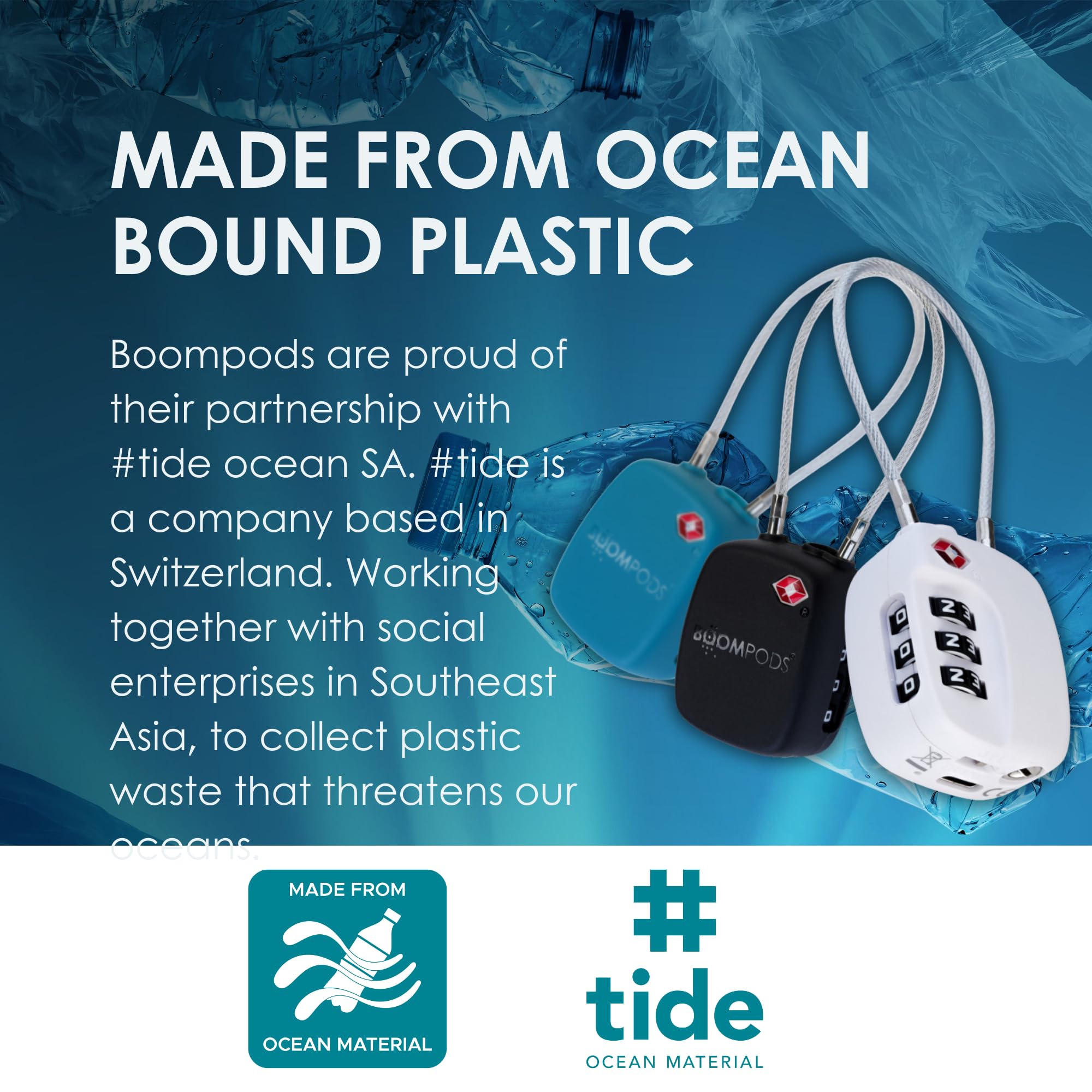 Boompods Cadenas Valise avec Fonction de Localisation - Cadenas Connectée avec Traceur Compatible avec Apple Find My App, Verrou Intelligent TSA pour Valise et Bagages, Batterie Rechargeable - Blanc