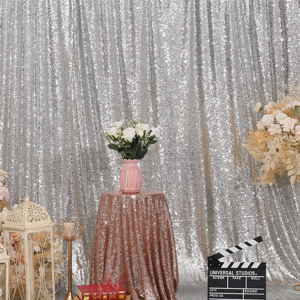 SquarePie Sfondo con paillettes 3,4 m x 3,4 m, tenda argentata per fotografie, fotografie, matrimoni, decorazione patry