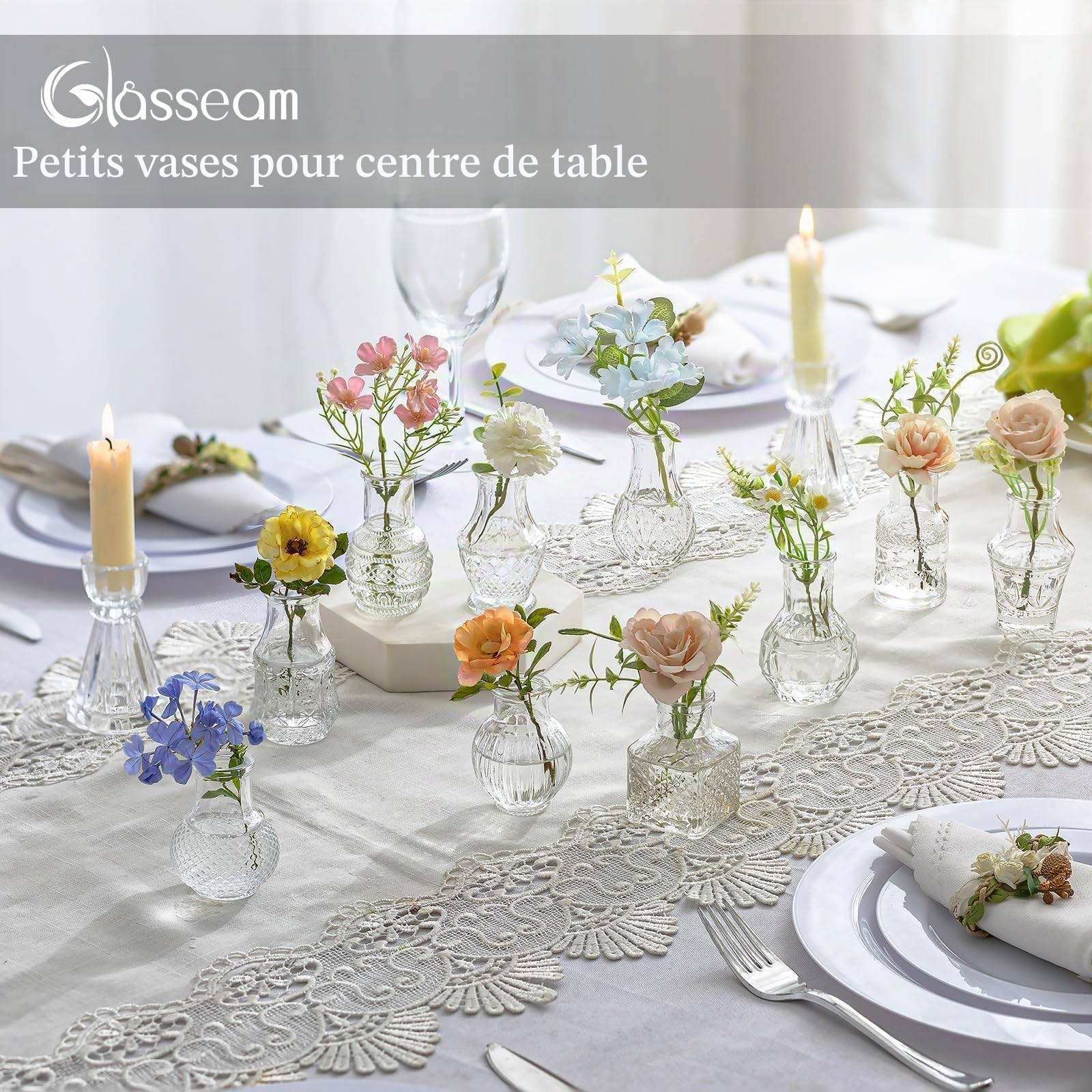 Glasseam Petit Vase en Verre pour Table: Lot de 40 Mini Vases Transparents pour Décorations de Table de Mariage Décorations de Table de Salle à Manger à la Maison