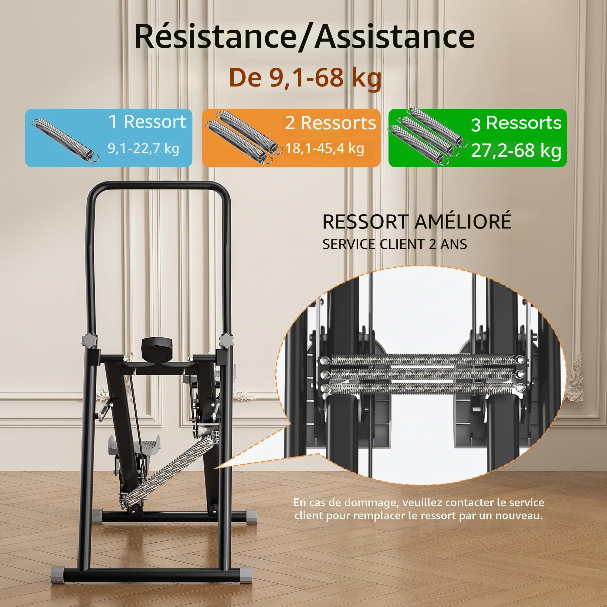MOMODA Stepper d'escalade d'escalade Machine d'exercice avec résistance pour la Maison Cardi Exercice Pliable
