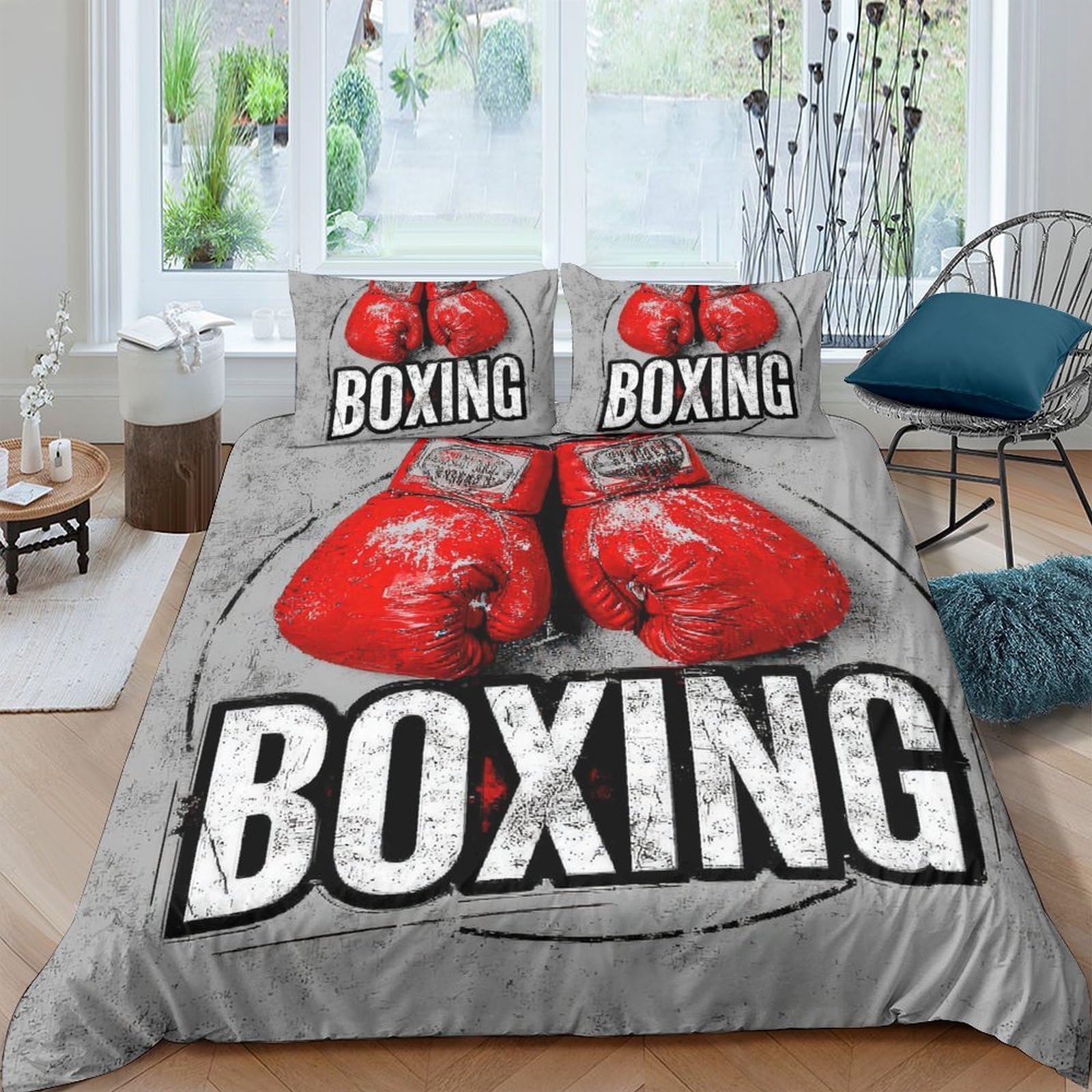 Ctjqhvkz Style-7 3D Printed Boxing Glove Fitted Sheet Microfiber Red Bed Sheet For Adult Teen Bedroom Dorm Mattress Protection Single（135X200cm）