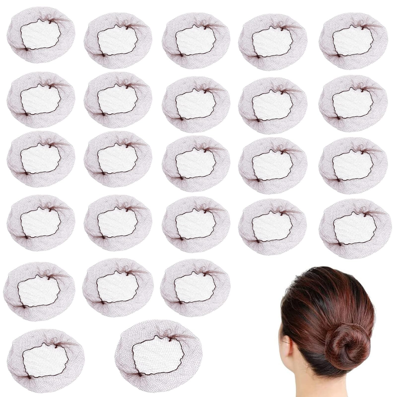 Retina per Capelli,25 Reti per capelli marroni,Retine per Capelli Invisibili con Bordo Elastico,per Invisibili Elastico Bordo Maglia per Balletto,Danza,Infermiera e Così via