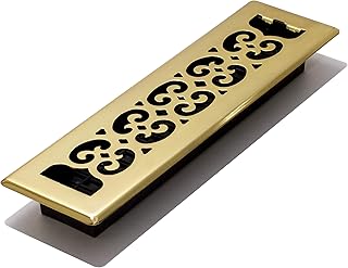 Decor Grates SPH212 2" by 12" Scroll Floor Register, Polished Brass Finish