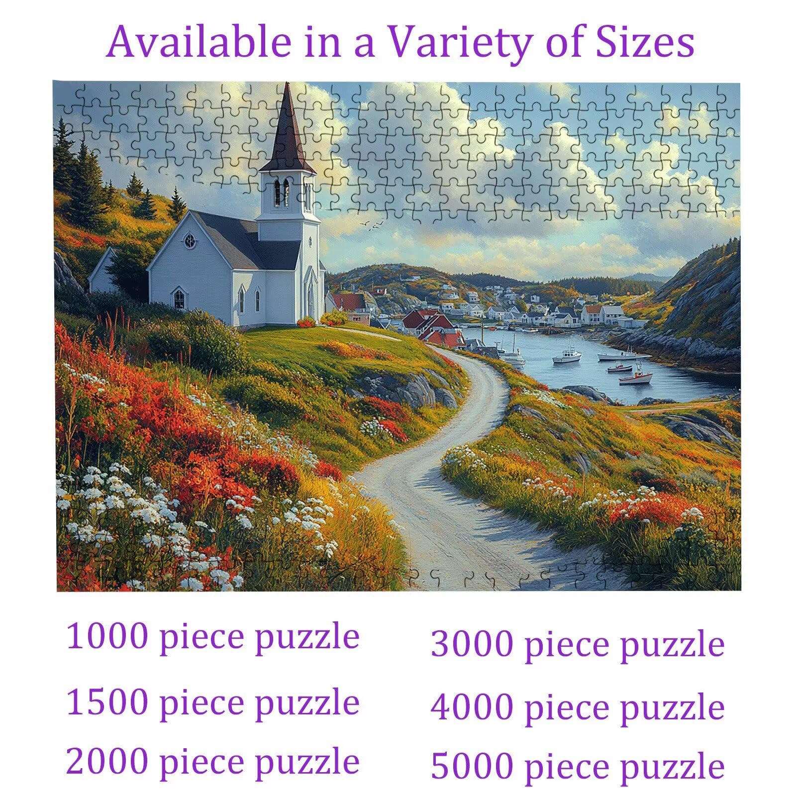 Puzzle 5000 Teile, Puzzle 5000 Teile Erwachsene Häuser Kleiner Pfad Muster, Holzpuzzle DIY Set Erwachsene, Dickes Material & Perfekte Verzahnung, Reflexionsfreie Oberfläche, Puzzlespiele W3H-845