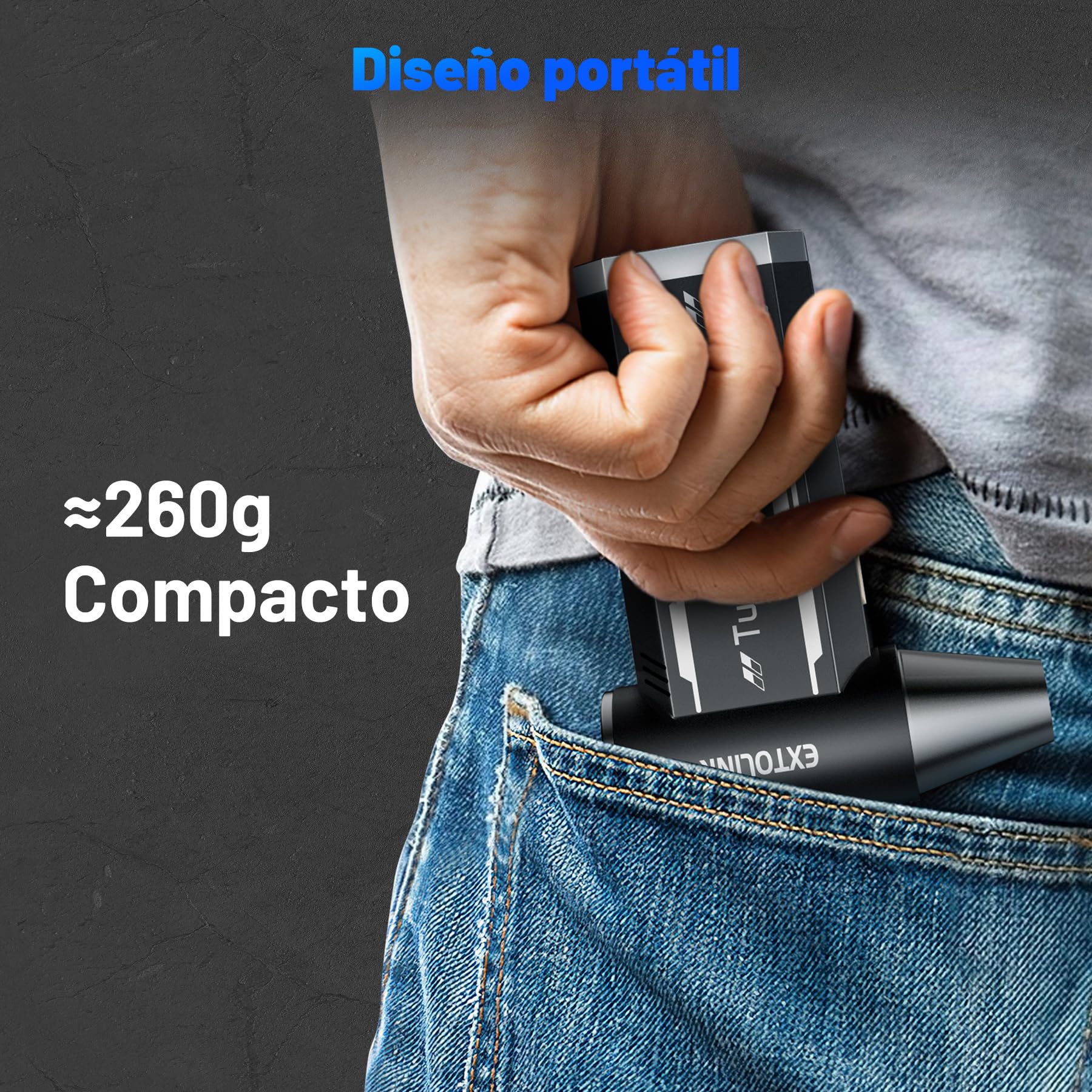 L8 Soplador de Polvo Eléctrico, 180000 RPM Aire Comprimido Limpieza PC, 4 Velocidades Recargable Soplador de Aire con Batteria 8000mAh, Para PC, Teclado, Portátil, Coche, Casa