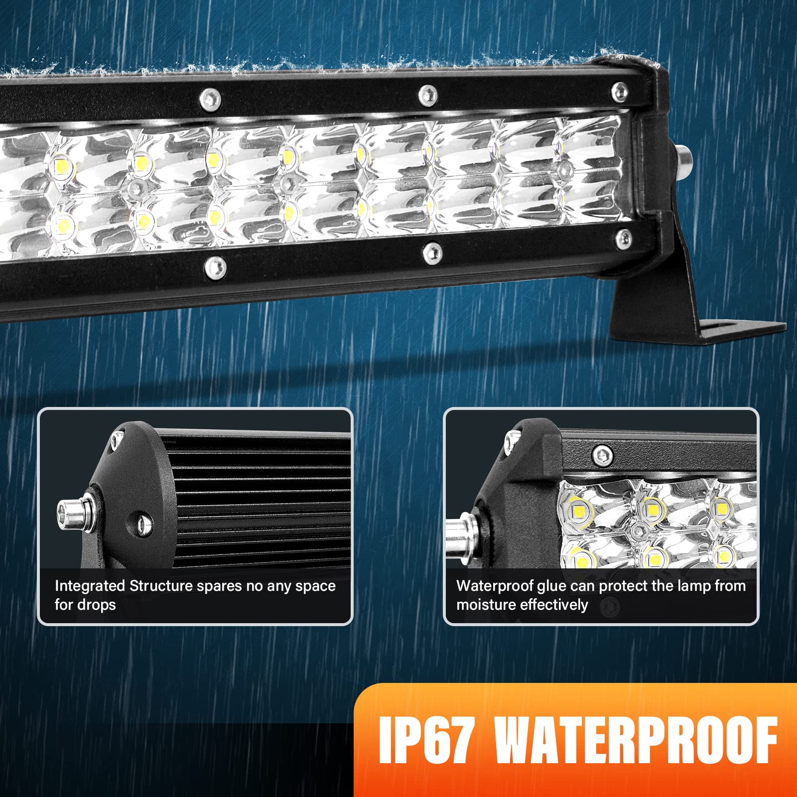 PICAA Barra Led Fuoristrada, 15 pollici 38 CM 108W Barra luminosa a LED, Fascio Spot Barra Luce a Led con kit di cablaggio, per Moto 4WD SUV ATV UTV Camion 12V 24V 6000K