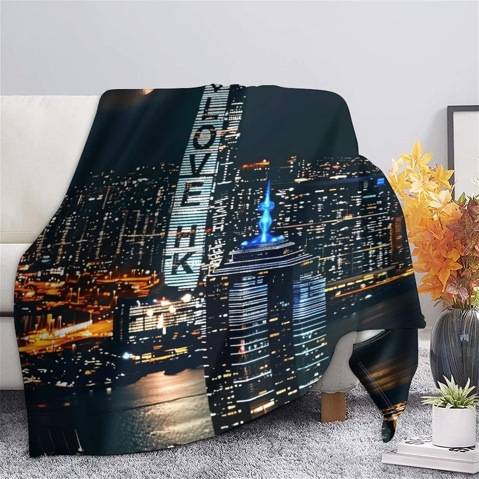 Manta De Franela Paisaje Urbano, Manta para Sofá con Diseño De Hito Urbano Moderno, Suave Y Esponjosa Manta Decorativa para Cama, Sofá, Sala De Estar, 70x80inch(180x200cm)