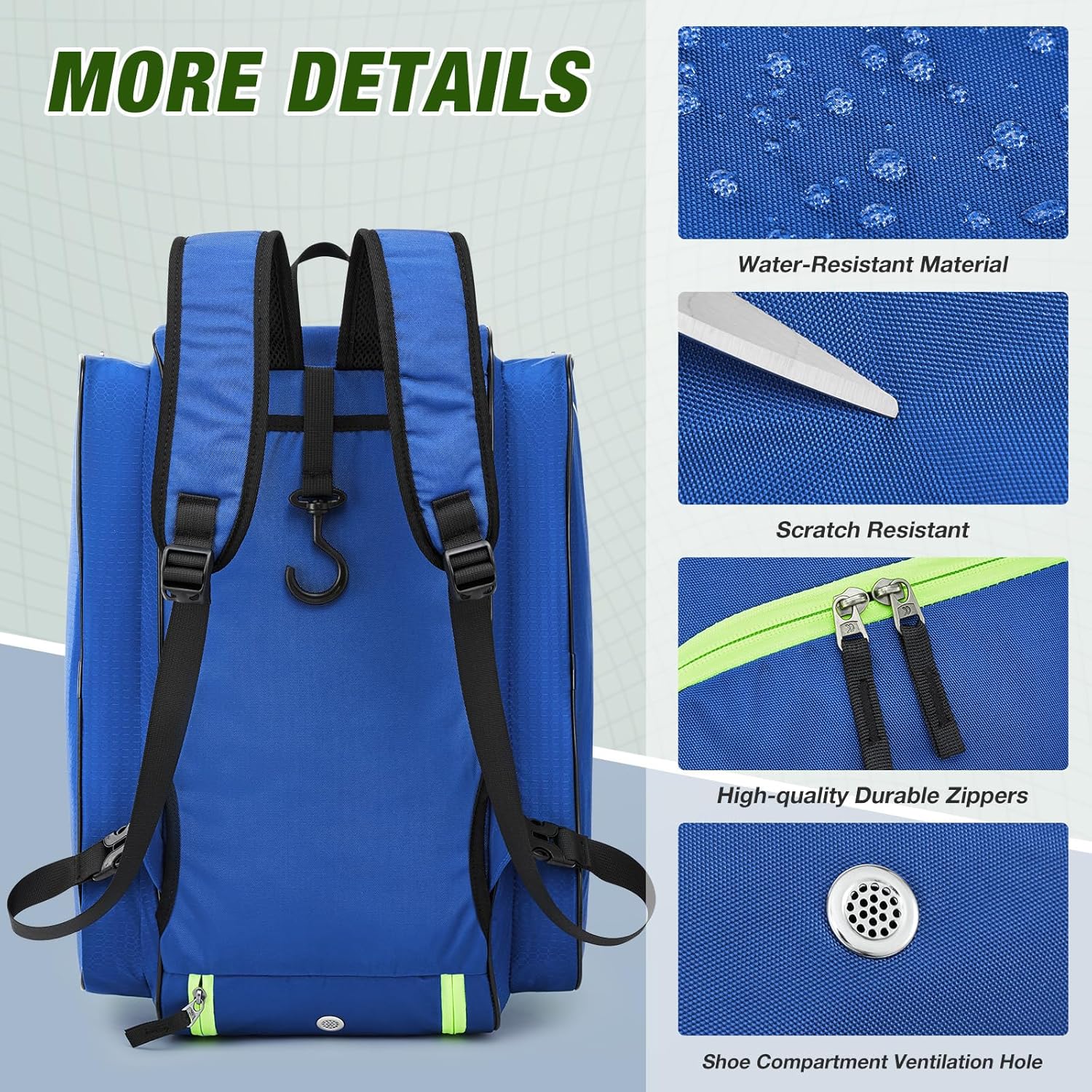 G4Free 2-in-1 Pickleball Bag Pickleball Backpack Pickle Ball Bag Holds 4+ Paddles for Women & Men with Fence Hook Thermal Insulation Compartment - Image 6