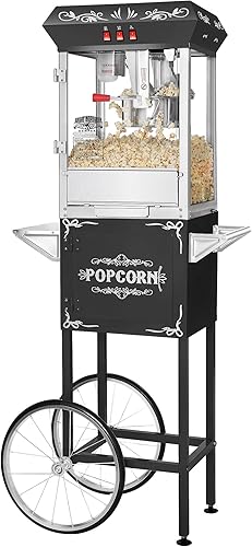 Great Northern Popcorn - Máquina de palomitas de maíz con carrito de 8 onzas con hervidor de acero inoxidable, luz de calentamiento y accesorios