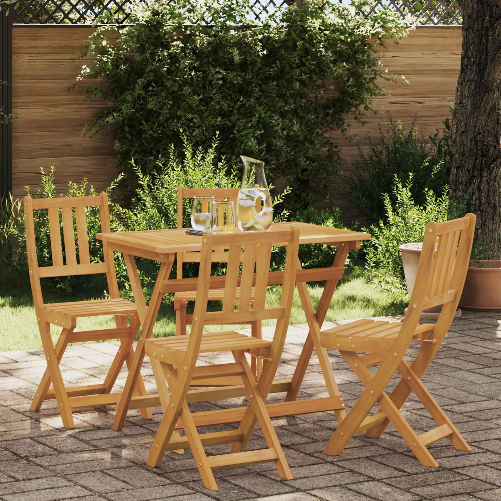 Chaise bistro extérieure en acacia Gecheer pour repas sur le balcon