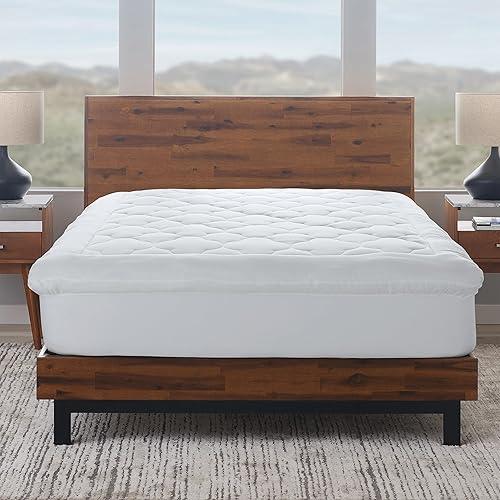 Ella Jayne Lofty - Cubrecolchón relleno de fibra de gel 100% algodón, tamaño matrimonial