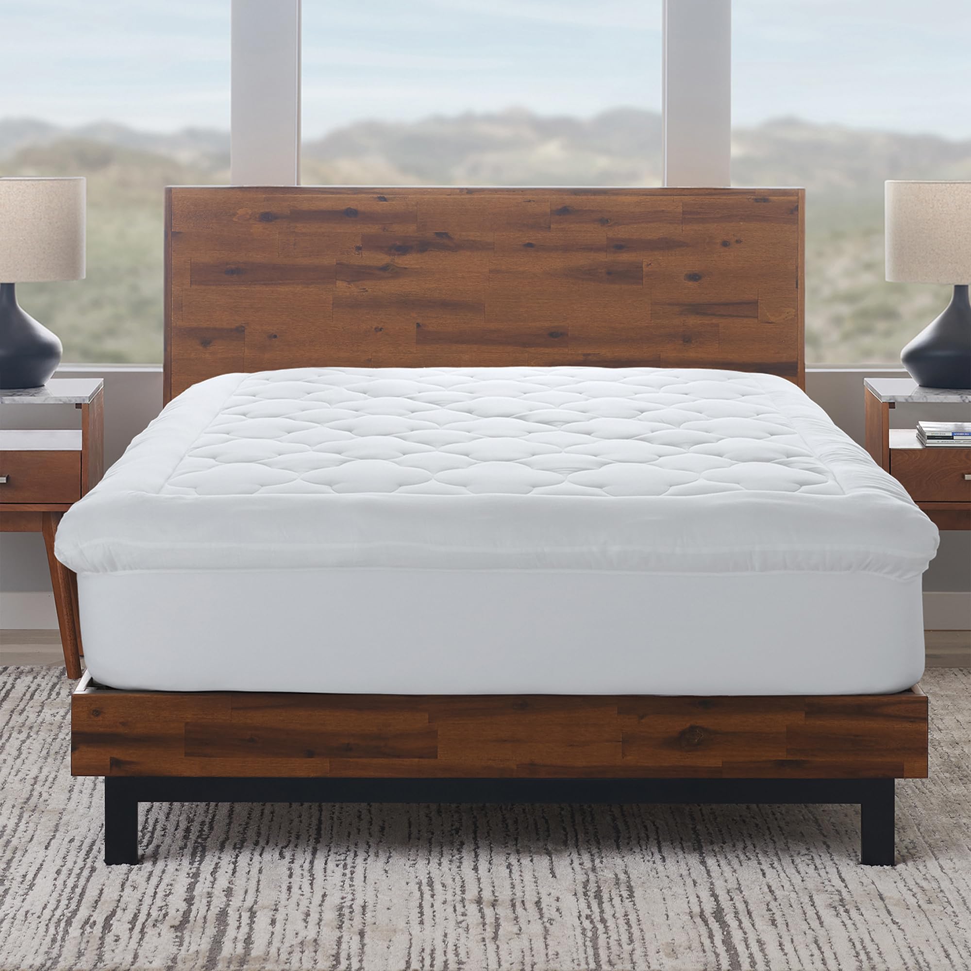 Ella Jayne Lofty 100% Cotton Plush Gel Fiber Filled Mattress Topper, 2