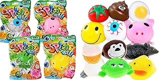 Squishy Splat Ball (4 Toys Assorted) Squishy Dumplings Easter Baskets Stuffers for Kids. Stress Balls for Work. Sensory Pre Teen Toys. Bulk Splat Balls. New2-5303-4p