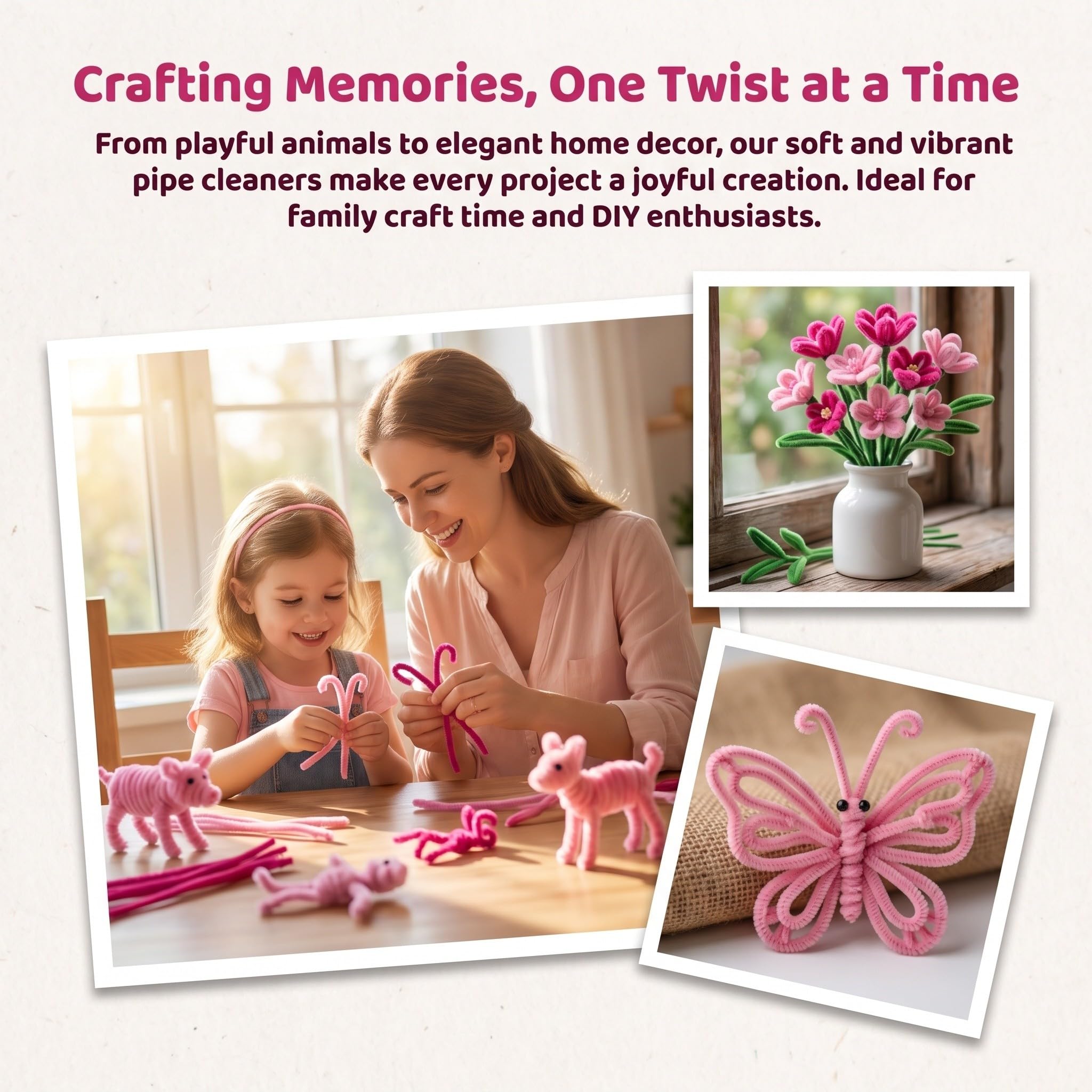 Toddmomy 500 scovolini rosa soffici, steli in ciniglia flessibili e morbidi | Kit fai da te per la creazione di fiori, bastoncini morbidi da 30 cm per Halloween, Natale e altre festività.