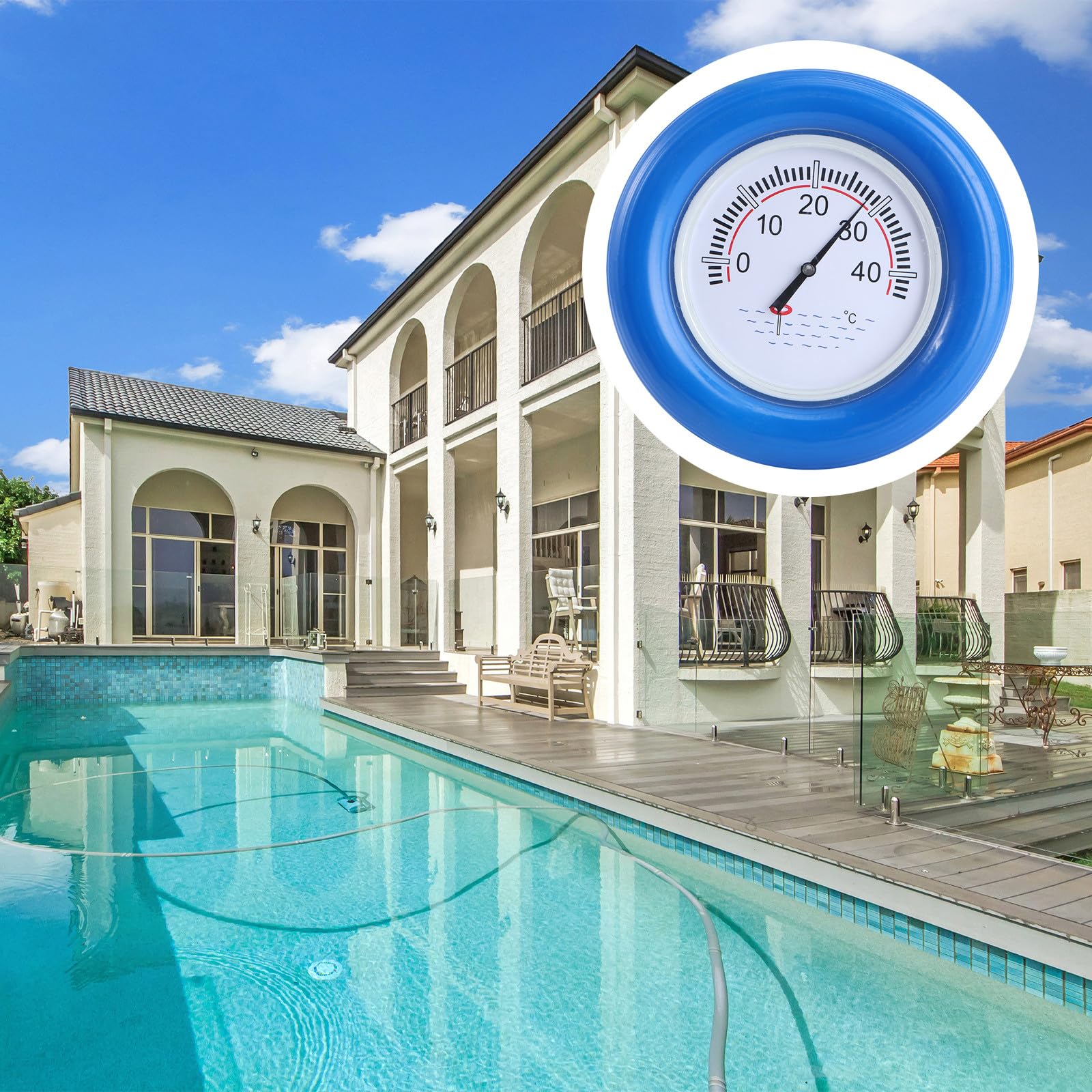FOMIYES Poolthermometer mit Großem Display aus Edelstahl und Kunststoff Schwimmendes für Präzise Temperaturanzeige im Wasser und Sommerfest für Fischteiche