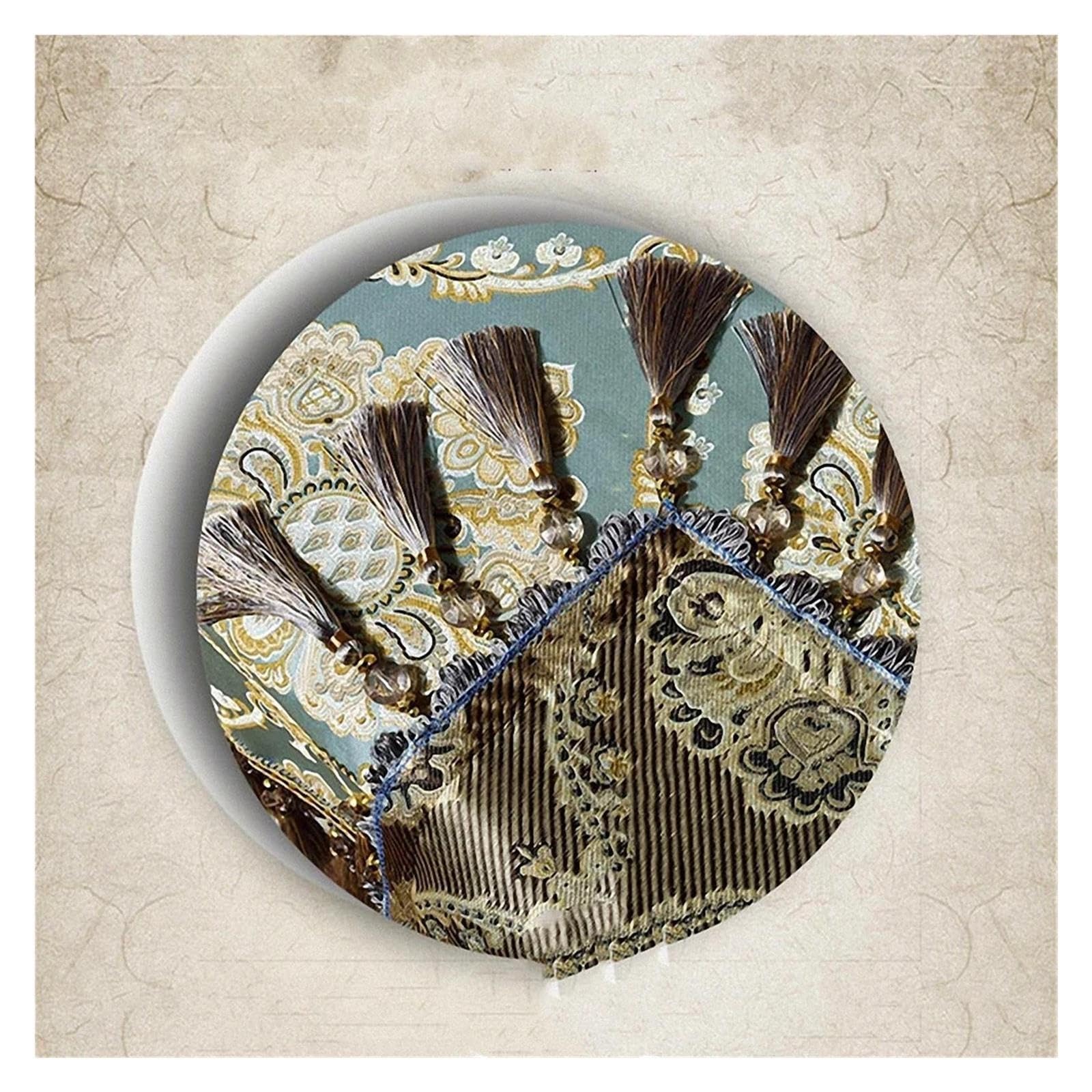 Tischläufer mit Quasten Beiger Jacquard-Tischläufer