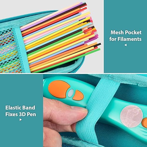 Miniatura 4 de GWCASE Funda compatible con 3Doodler Start+ Essentials - Bolígrafo de impresión 3D para niños, organizador de viaje para paquetes de recarga de