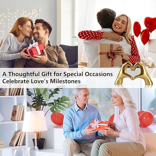 Miniatura 7 de Taylor Lover Merch - Escultura de manos de corazón dorado para decoración de cumpleaños, regalos para sala de estar, dormitorio, estante de