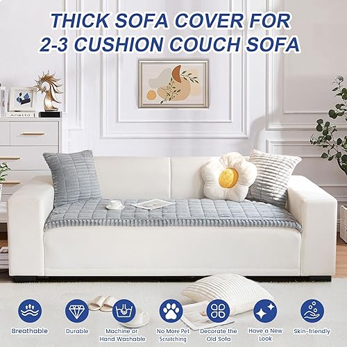 Miniatura 2 de Fundas gruesas para sofá, lavables, funda universal de pana suave para sofá de 2, 3, 4 plazas, funda antideslizante para sofá, fundas de asiento