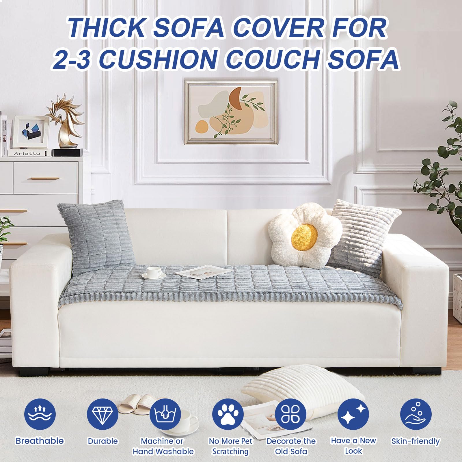 New Thick Sofa Covers Washable, Soft Corduroy Universal Sofa Cover 2 3 4 Seater, Non-Slip Couch Cover - Image 2