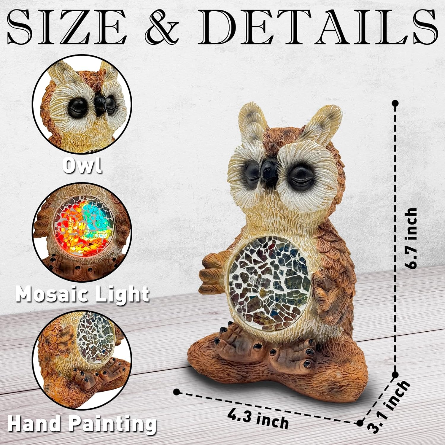 Solar Owl Garden Statues Decor for Outdoor, Brown Yoga Owl Figurine Lights for Lawn Patio Yard Decoration - Unique Christmas Housewarming Gift for Grandma Wowen Mom - Image 6