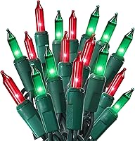 Vista 13 de ODEETRONIC Guirnalda de luces rojas de Navidad, 21.63 pies, 100 unidades, incandescentes, mini luces conectables, certificación UL, para interiores