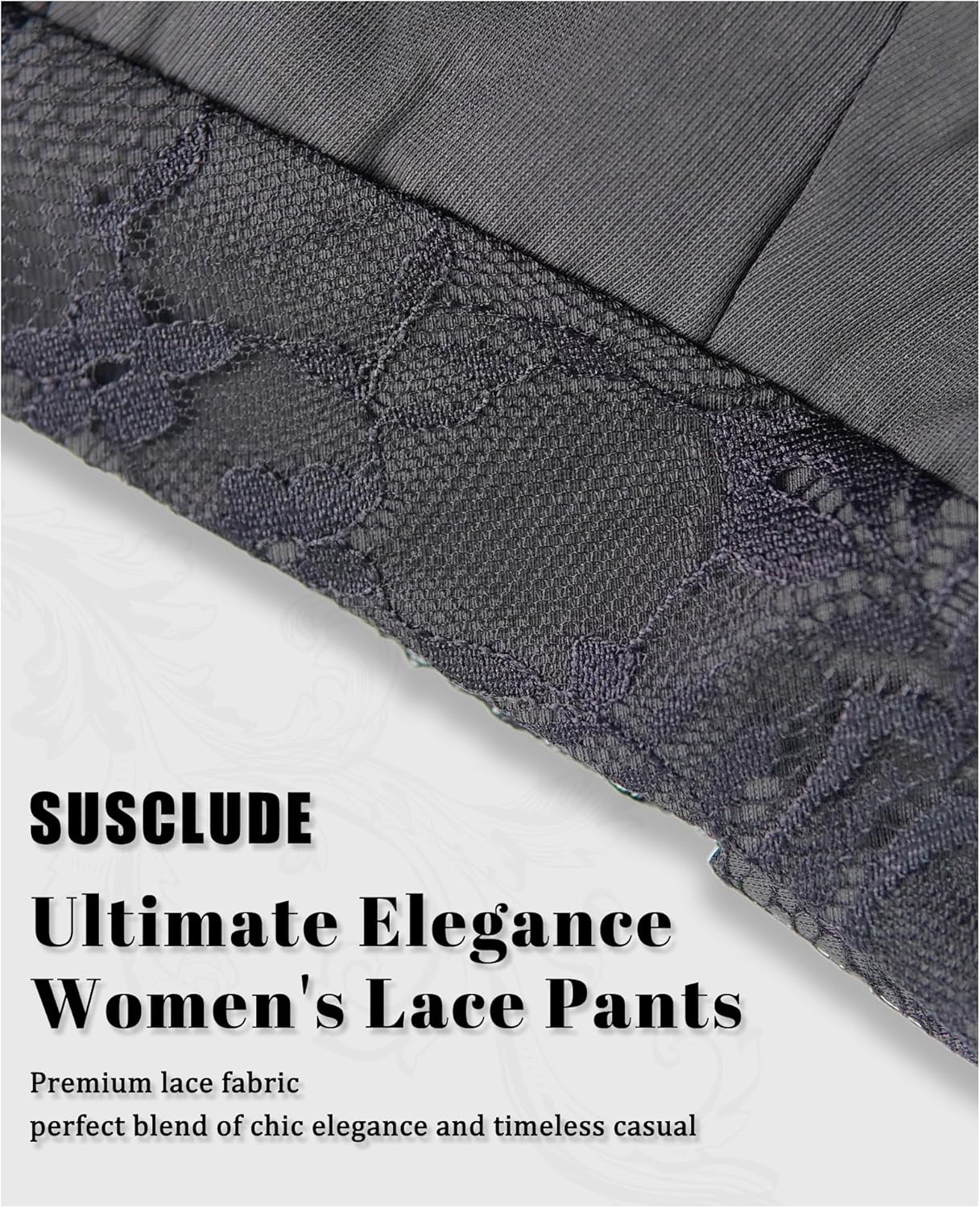 Susclude Womens Lace Casual Dress Pants Wide Leg Baggy Pleated Old Money Slacks High Waisted Fashion Business Work Trousers - Image 5