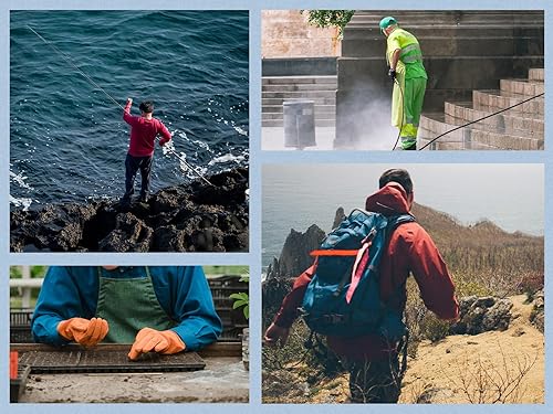 Miniatura 6 de Rizzon Traje de lluvia de pesca para hombre, impermeable, chaqueta de lluvia, pantalones con capucha, equipo de clima sucio