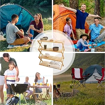 キャンプシェルフ　キッチン棚 Amazon.co.jp: キッチン棚、折りたたみ式多層キャンプキッチン棚