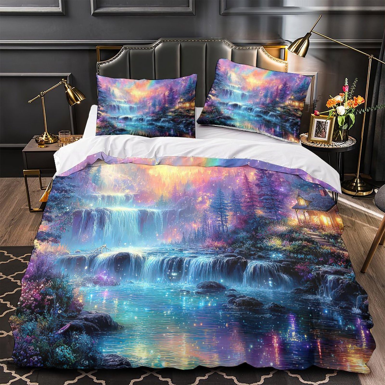 Parure de lit dauphin anti-plis et super douce pour lit super king housse de couette 3D