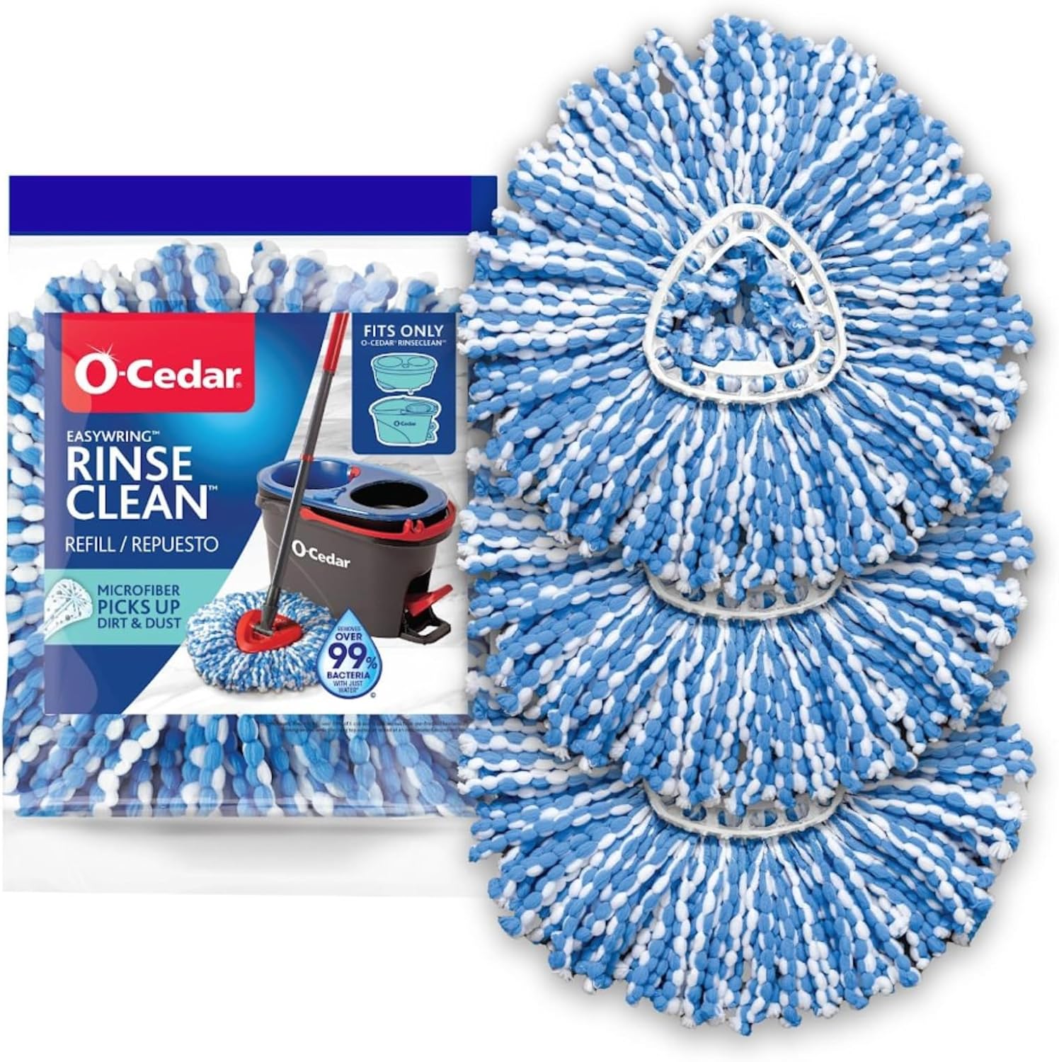O-Cedar RinseClean Spin Mop Microfiber Refill, 1 CT (Pack of 6)