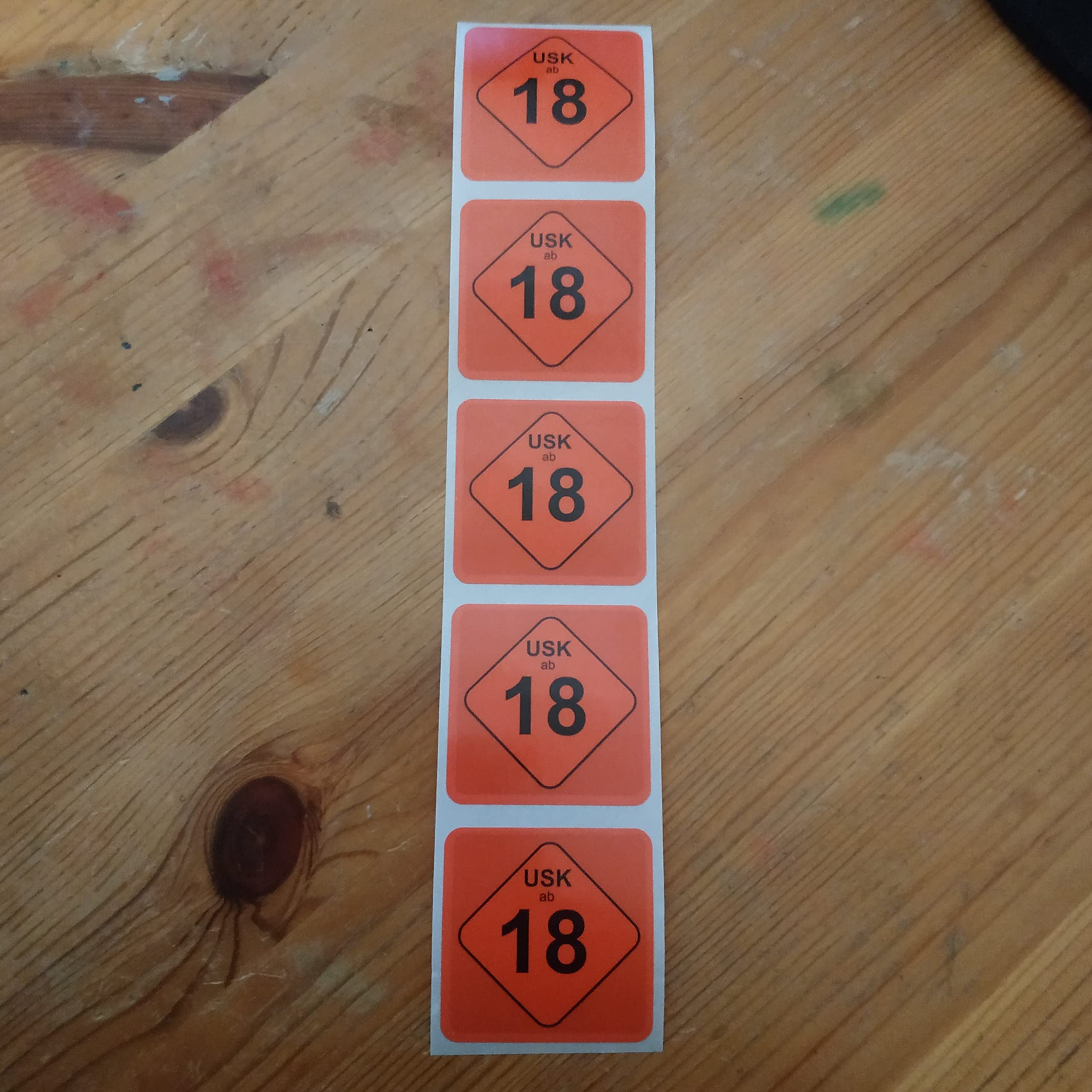 USK 18 Aufkleber für Videospiele - 50 Stück aus PP-Folie in 34,6 x 34,6 mm Standardgröße