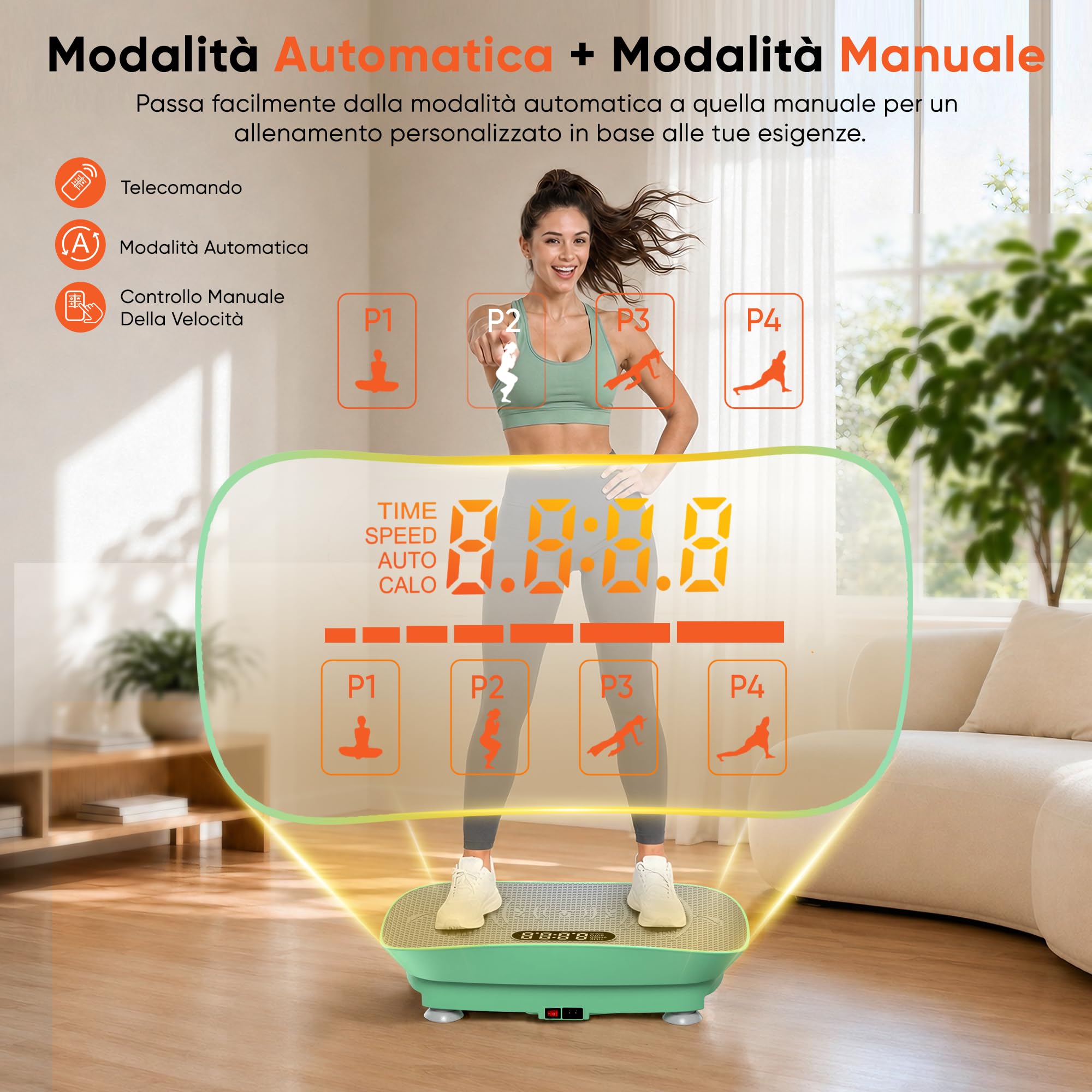 GIDGIMO Pedana Vibrante Fitness, Piattaforma Vibrante per Allenamento Total Body a Casa, con Musica Bluetooth, Telecomando e 5 Bande di Resistenza