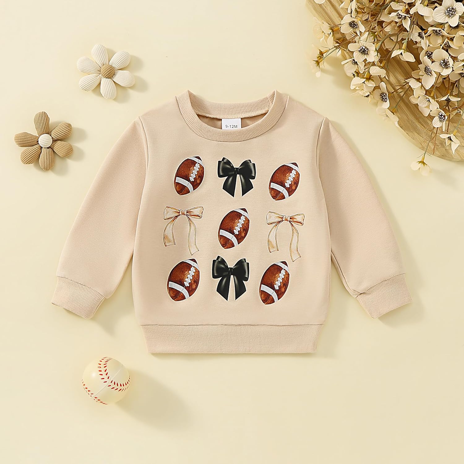 Toddler Baby Girl Football Outfit Long Sleeve Fall Sweatshirt Game Day Clothes - Image 7